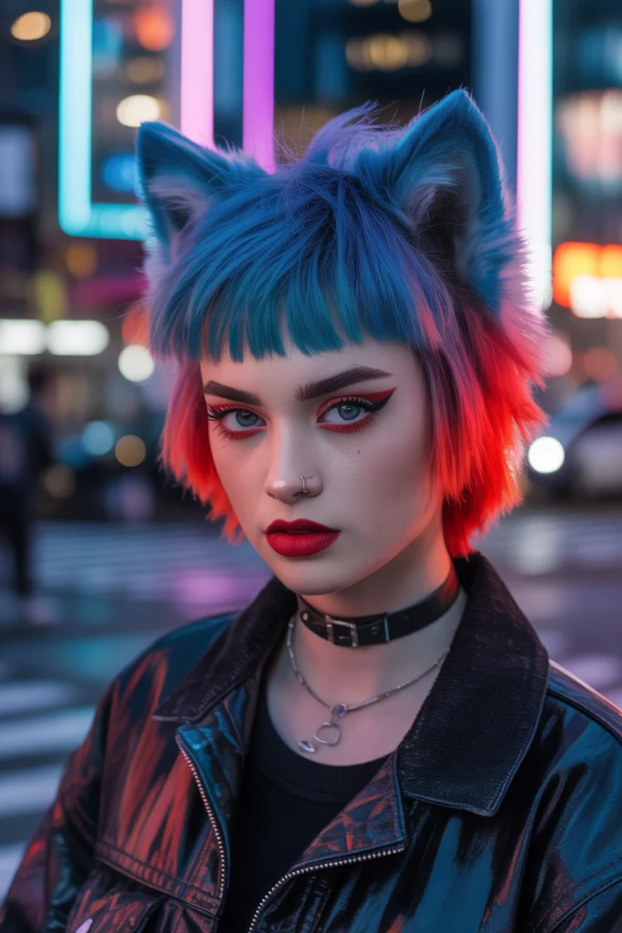Must-See 9 Shaggy Wolf Cut with Bangs Ideas This Year 8 Shaggy Wolf Cut with Baby Bangs and Bold Color