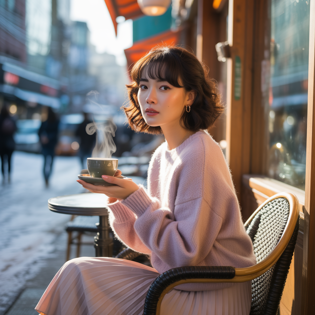 Curly Hair for Women with Fringe Bangs