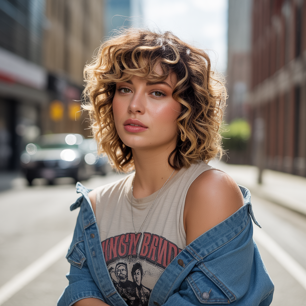 Curly Shag for Women: 15 Styling Ideas That Work 10 Curly Shag with Highlights