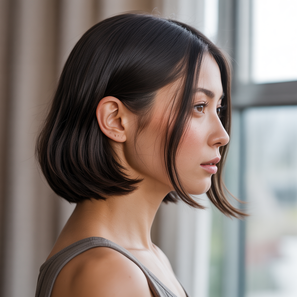 Ear Length Haircuts with Center Part Balance
