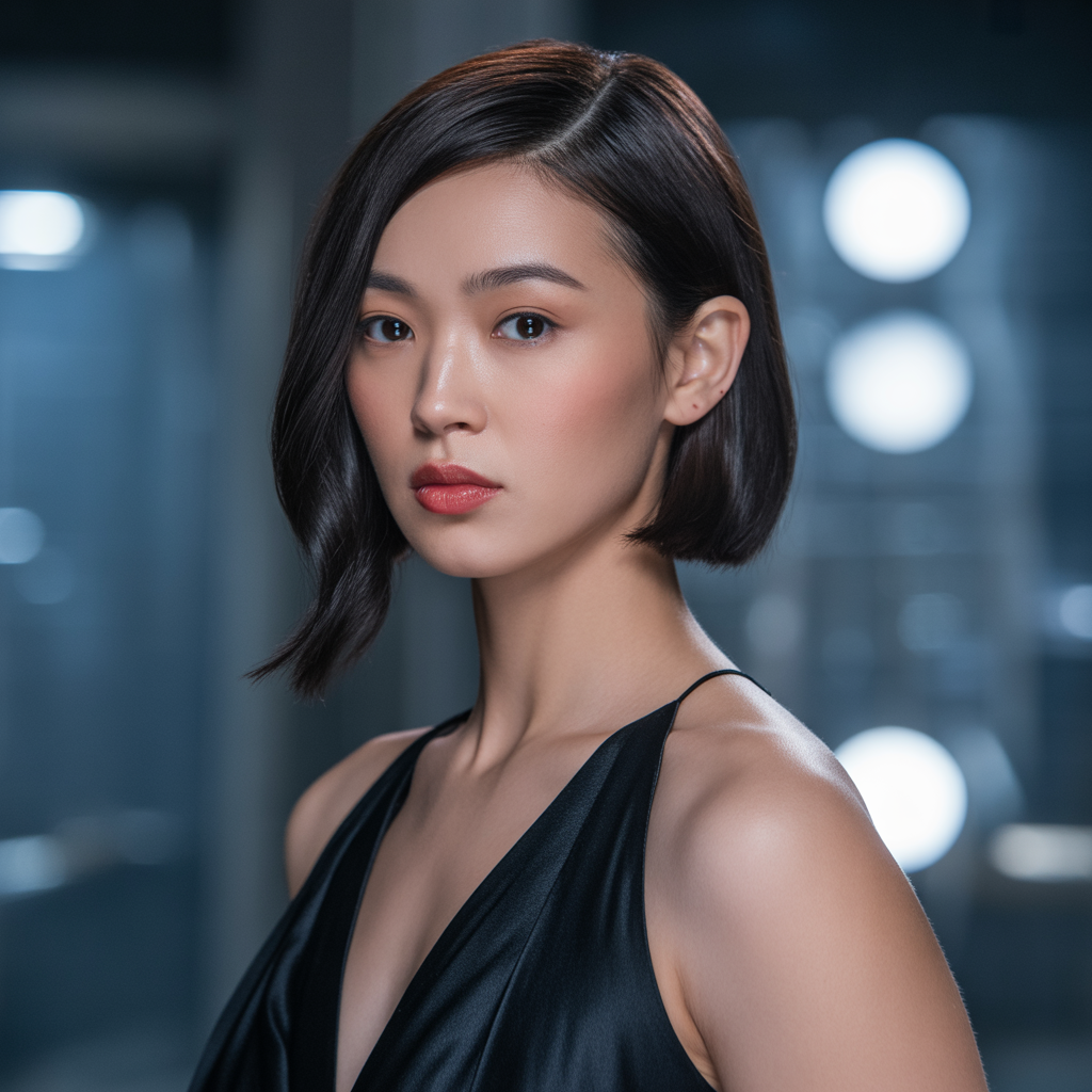 Ear Length Haircuts with Sleek Side Part