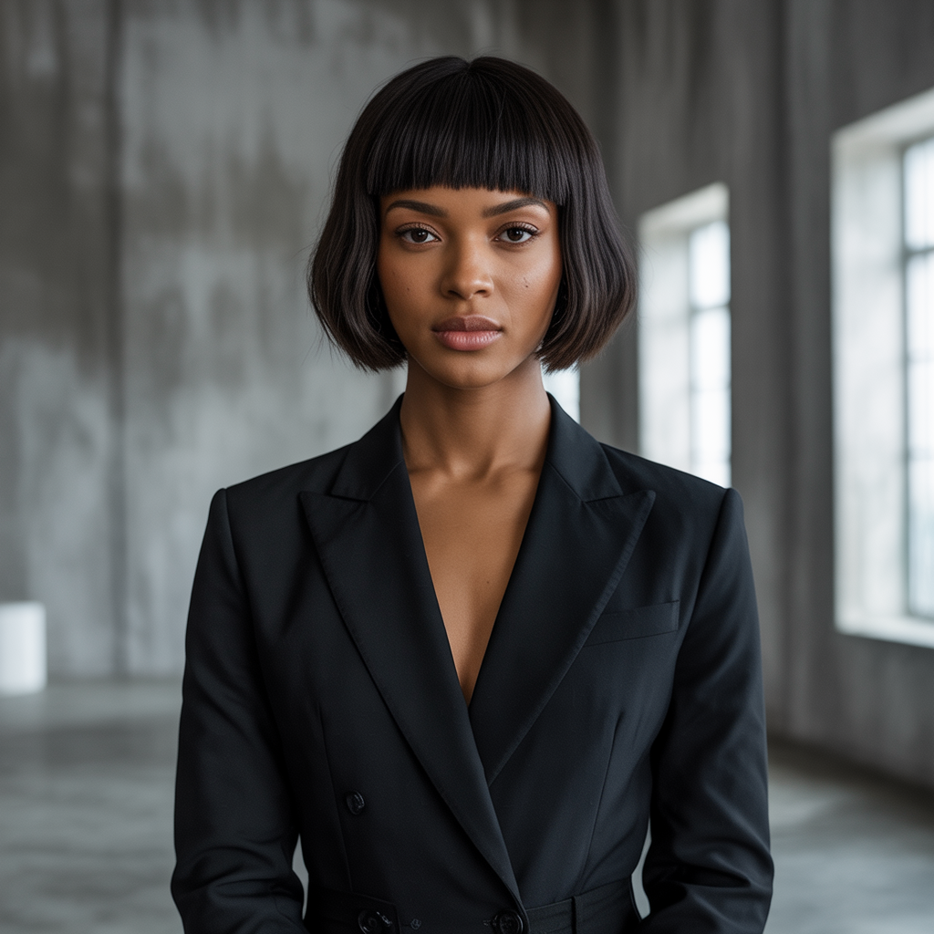 Elegant short bob ideas for black women with blunt edges