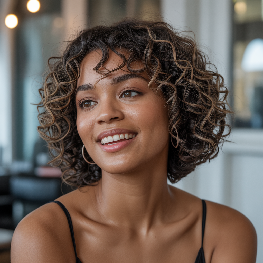 Elegant short bob ideas for black women with natural curls
