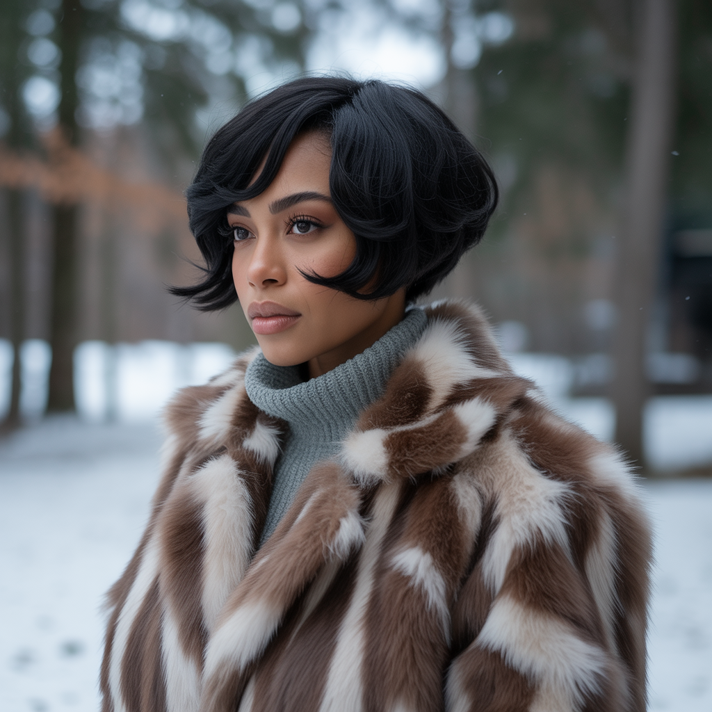 Elegant short bob ideas for black women with pixie-bob fusion