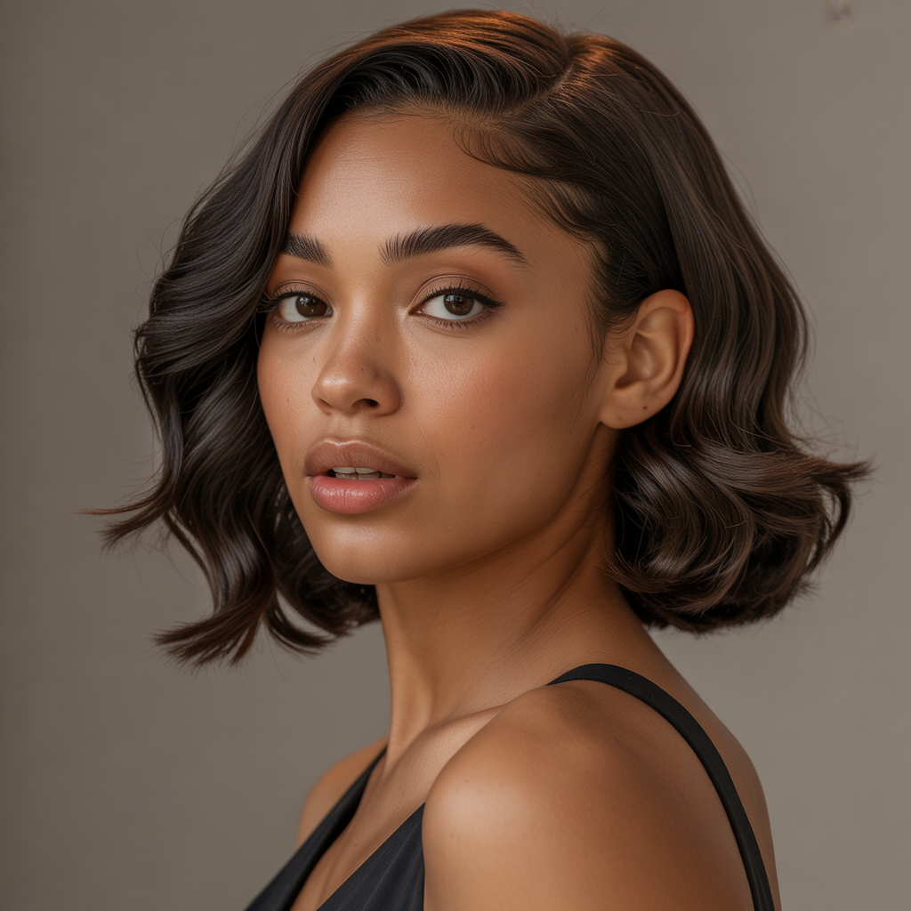 Elegant short bob ideas for black women with soft waves
