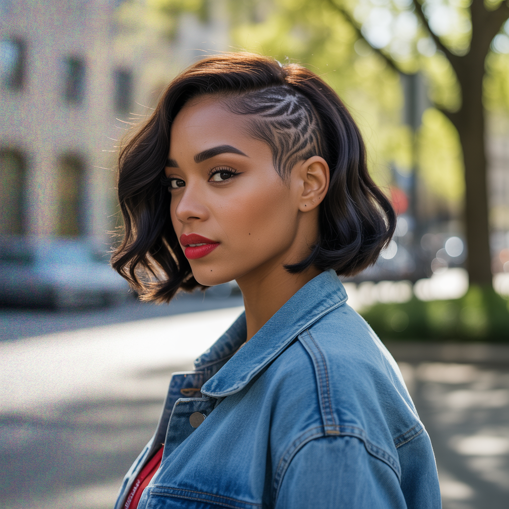 Elegant short bob ideas for black women with undercut design