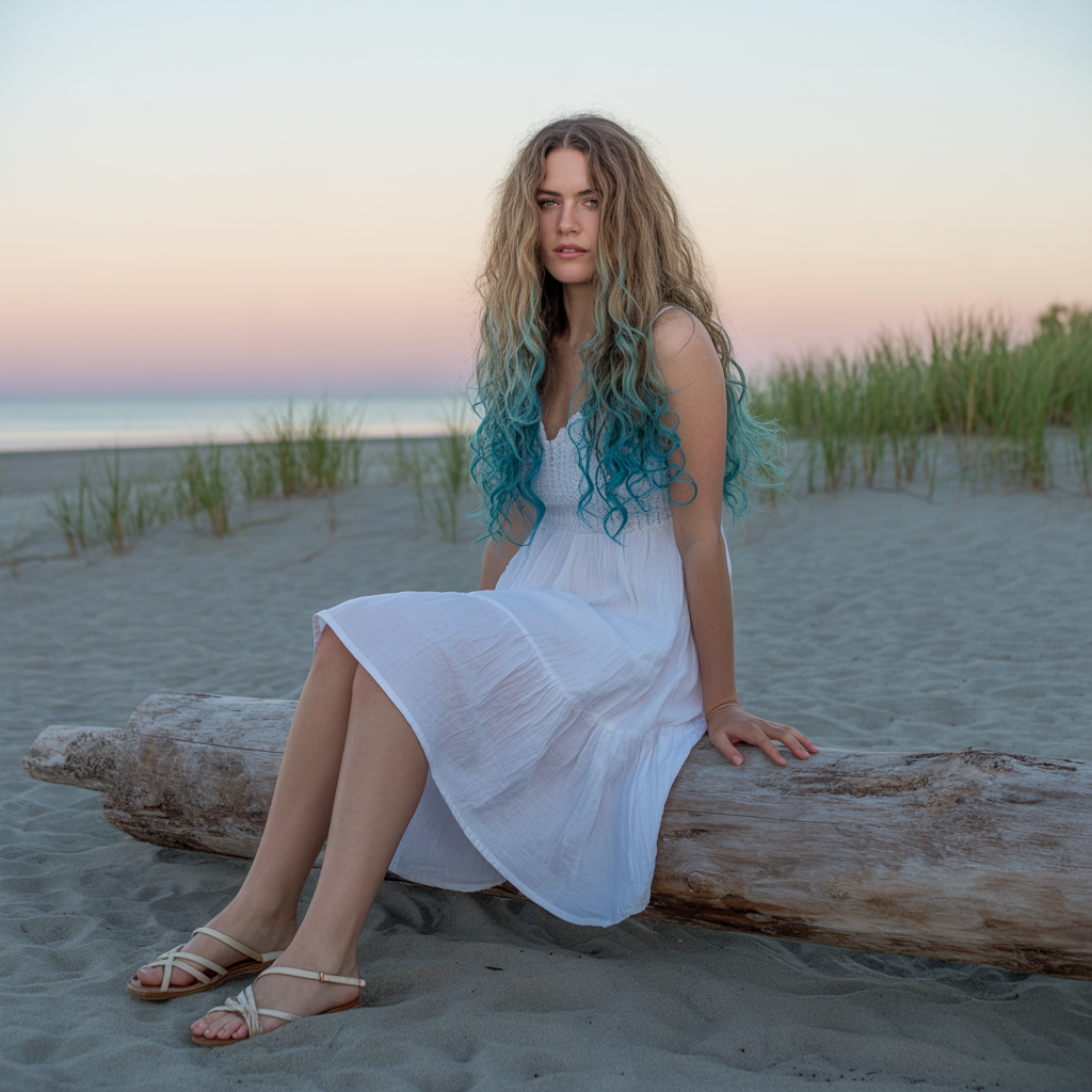 Fancy Dip Dye Hair Color Ideas with Blue Shades