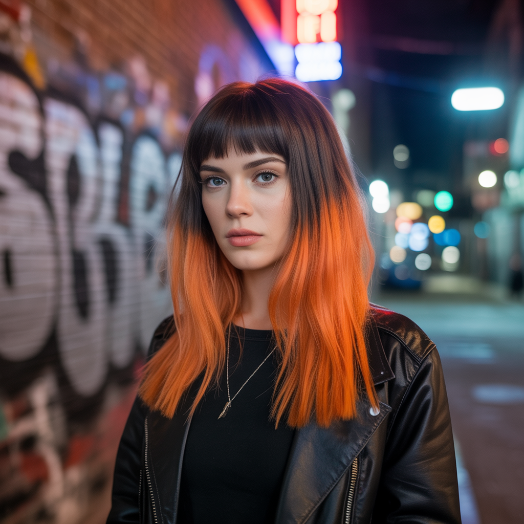 Fancy Dip Dye Hair Color Ideas with Fiery Orange Shades