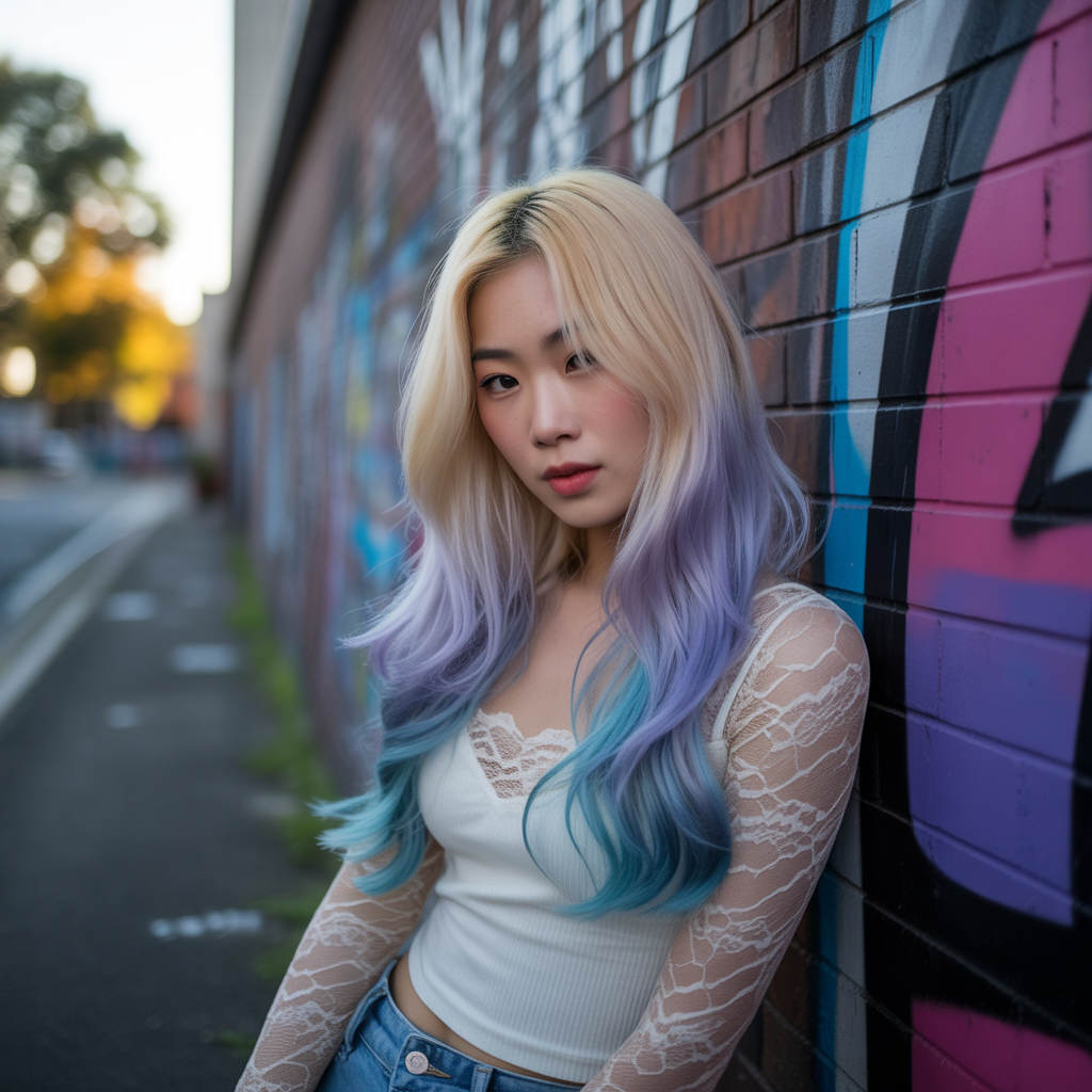 Fancy Dip Dye Hair Color Ideas with Pastel Tones