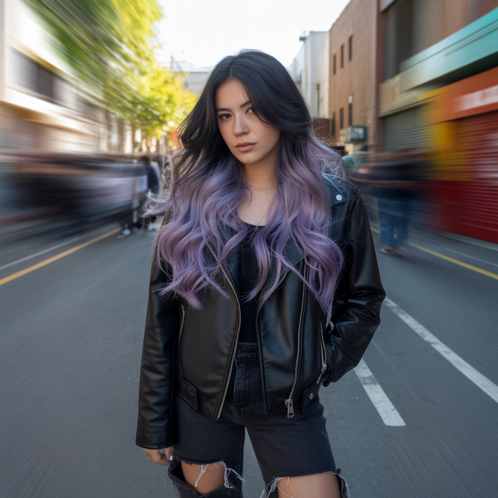 Fancy Dip Dye Hair Color Ideas with Purple Hues
