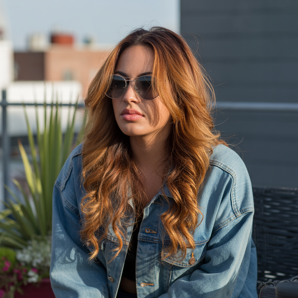 Ginger Brown Hairstyles with Balayage Highlights