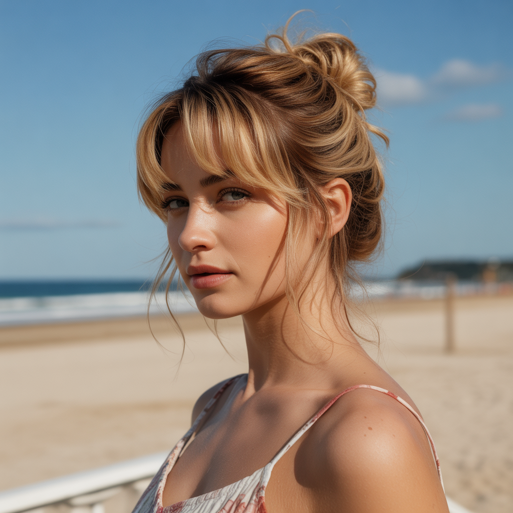 Ginger Brown Hairstyles with Messy Bun