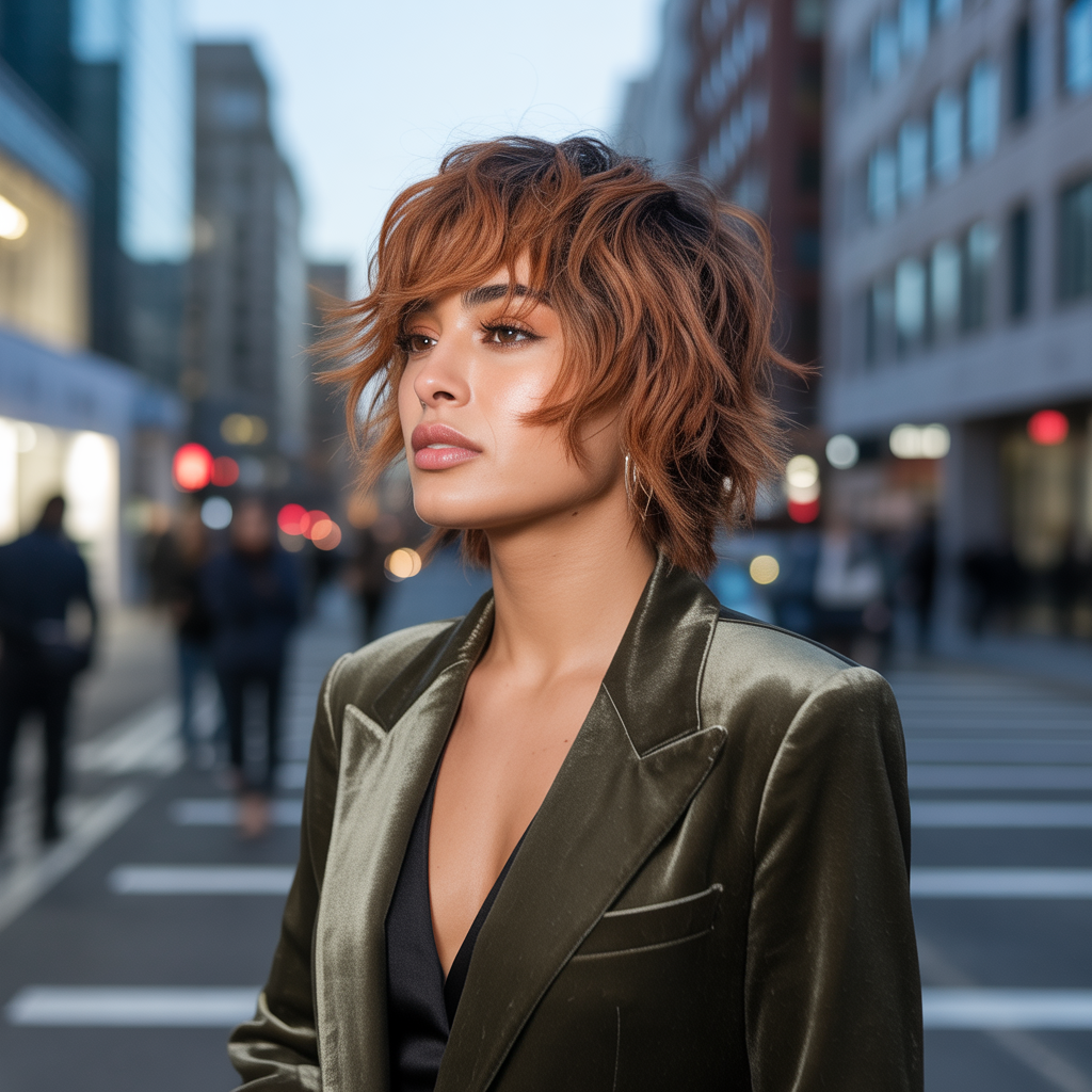 Ginger Brown Hairstyles with Shag Cut