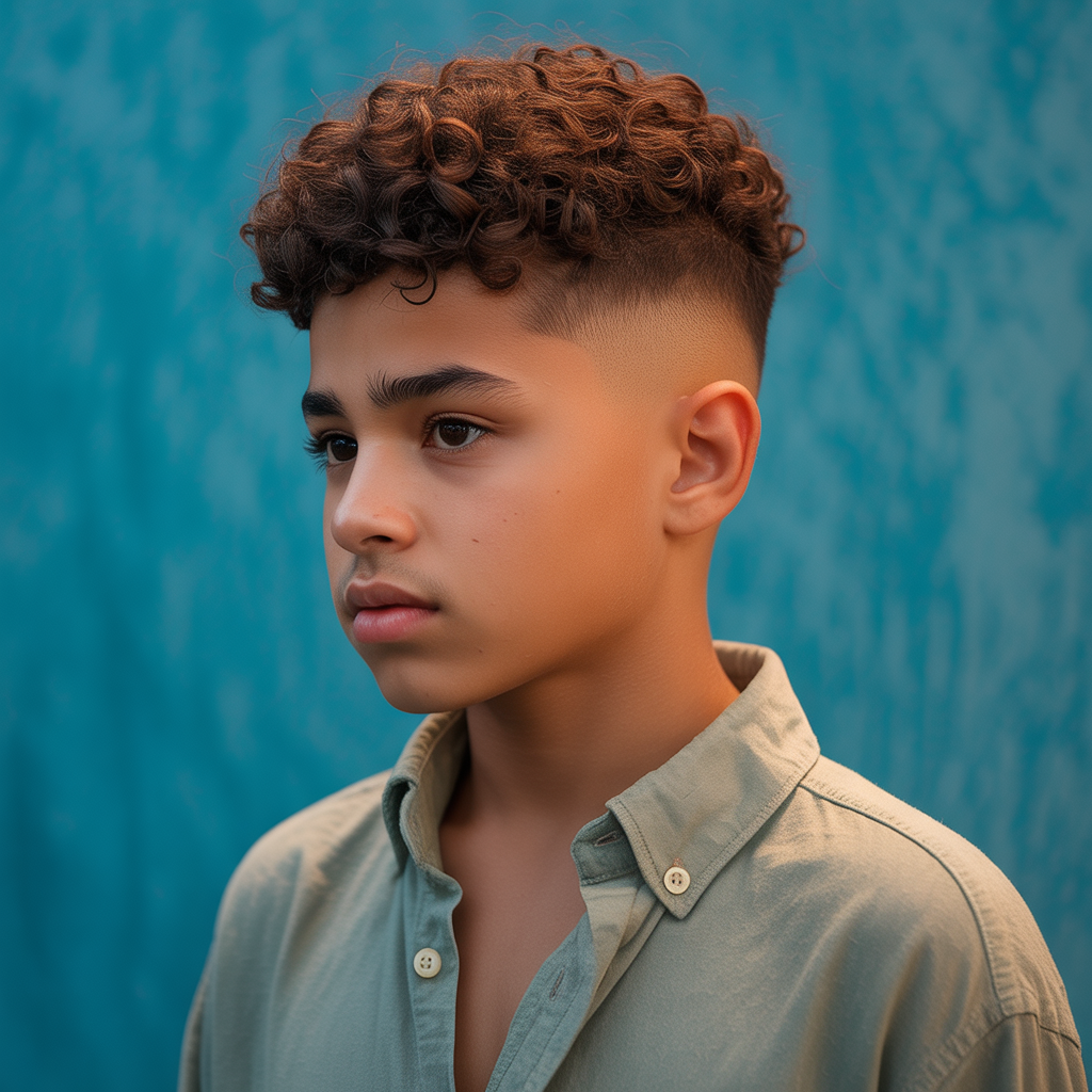 Haircuts for Boys with Curly Top Fade