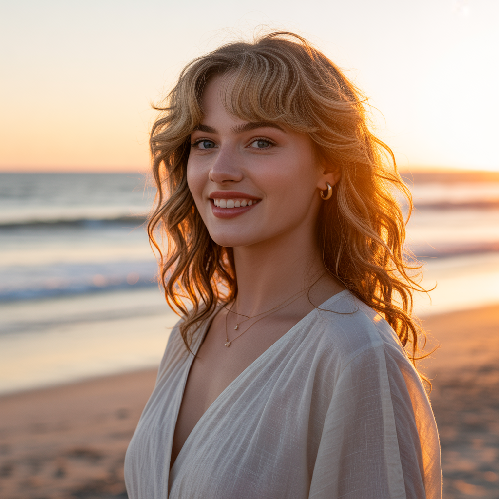 40 Effortless Haircuts With Curtain Bangs That Flatter Everyone 23 Haircuts with Curtain Bangs for Beach Waves