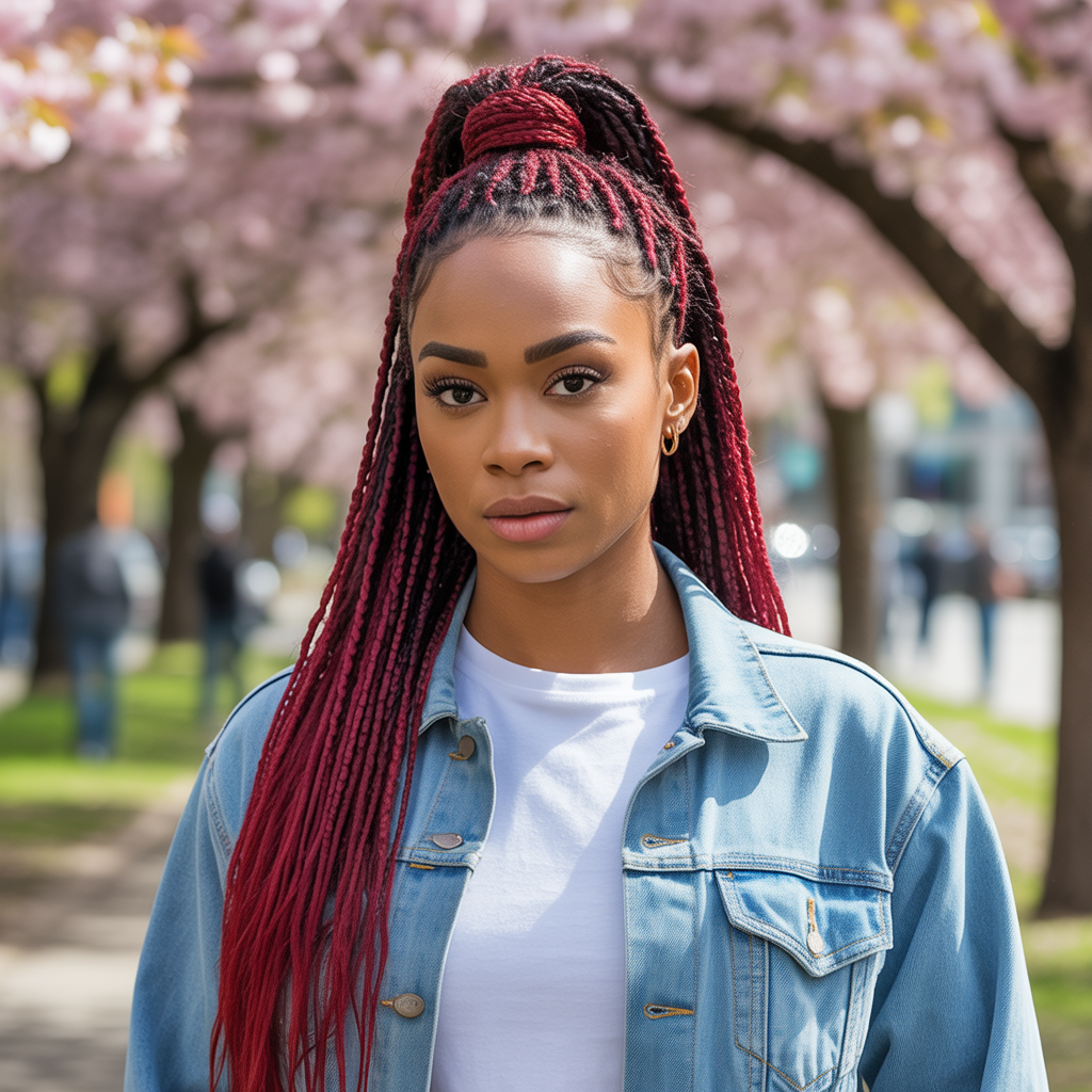 Red Weave Hairstyles: 20 Bold Looks to Transform Your Style 15 Red Weave Half-Up Half-Down