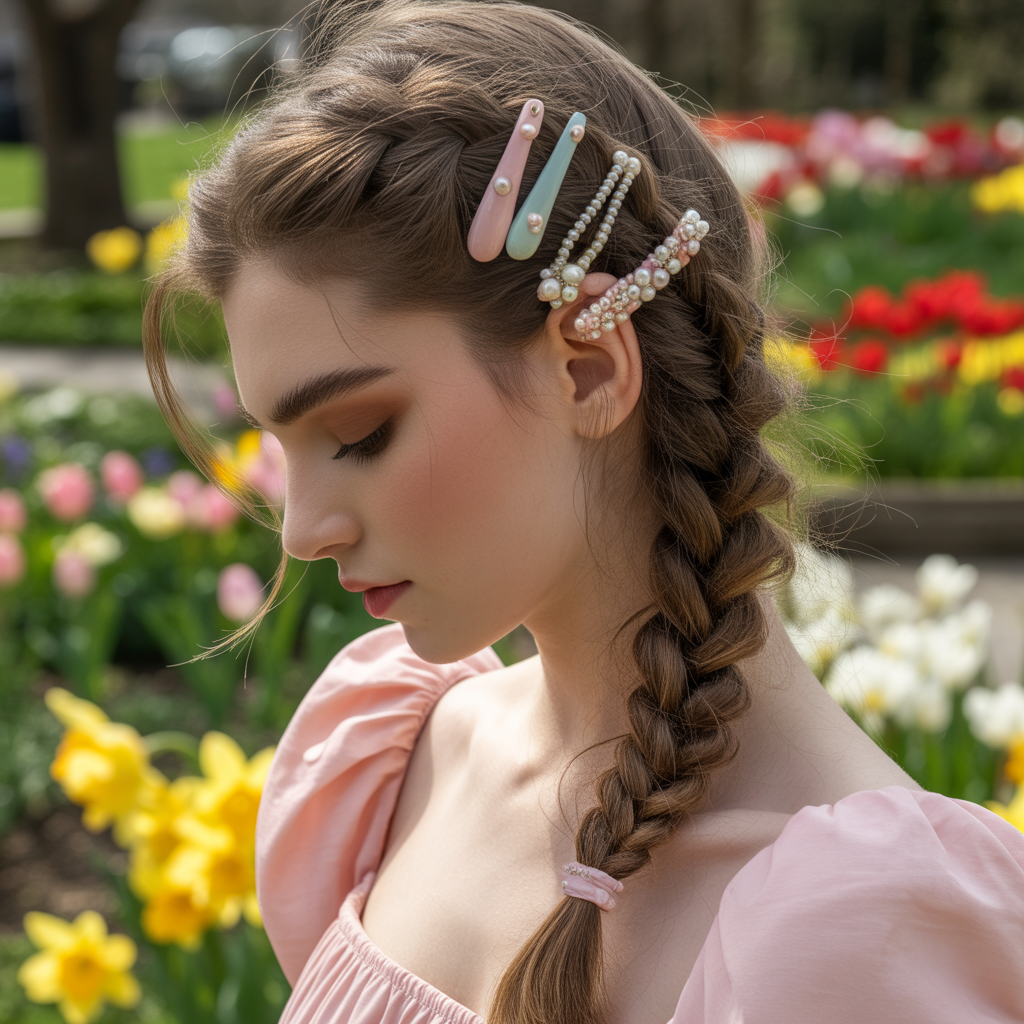 20 Beautiful Festive Easter Hairstyles to Shine This Spring 13 Waterfall Braid with Fresh Blooms