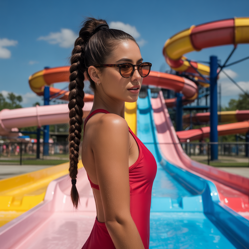 20 Waterpark Hairstyles Perfect for Poolside Fun 13 Waterpark Hairstyles with Rope Braid Ponytail