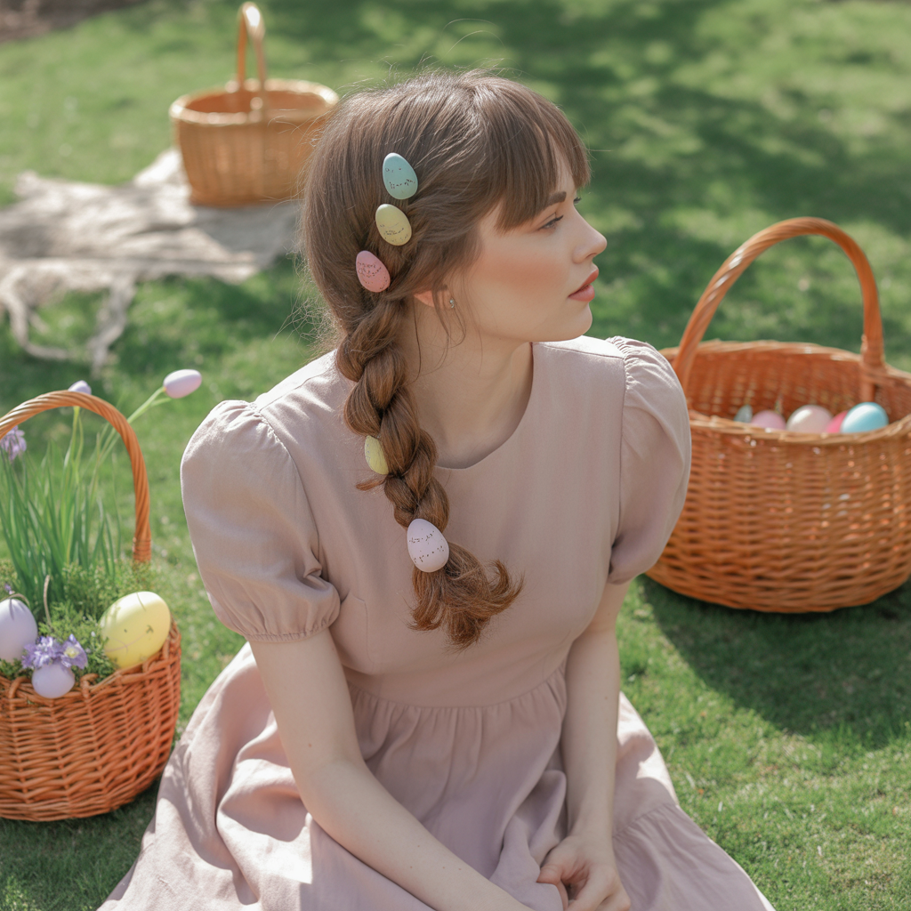 20 Beautiful Festive Easter Hairstyles to Shine This Spring 6 Wavy Bob with Pastel Barrettes