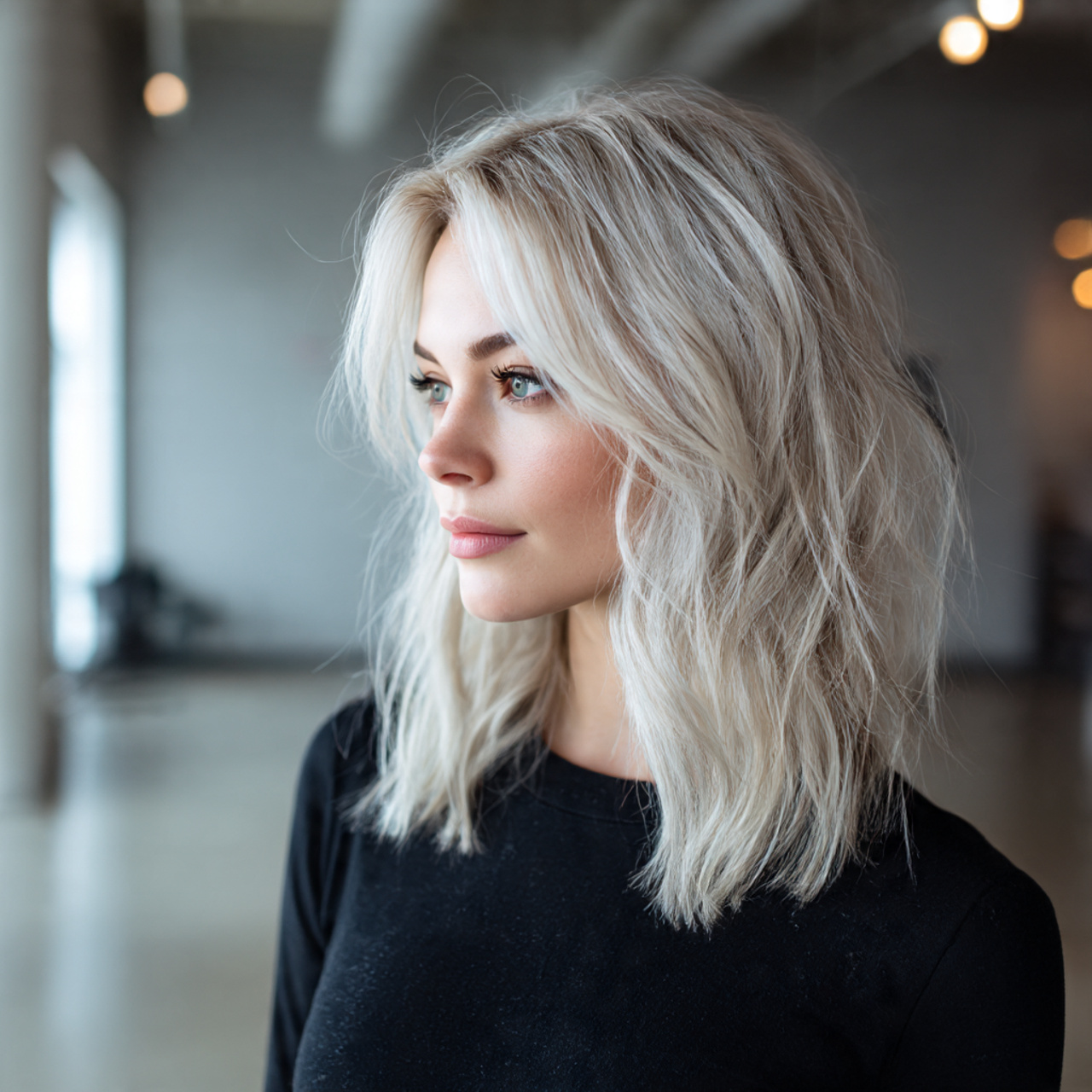 Ash Blonde Wolf Cut with Highlights