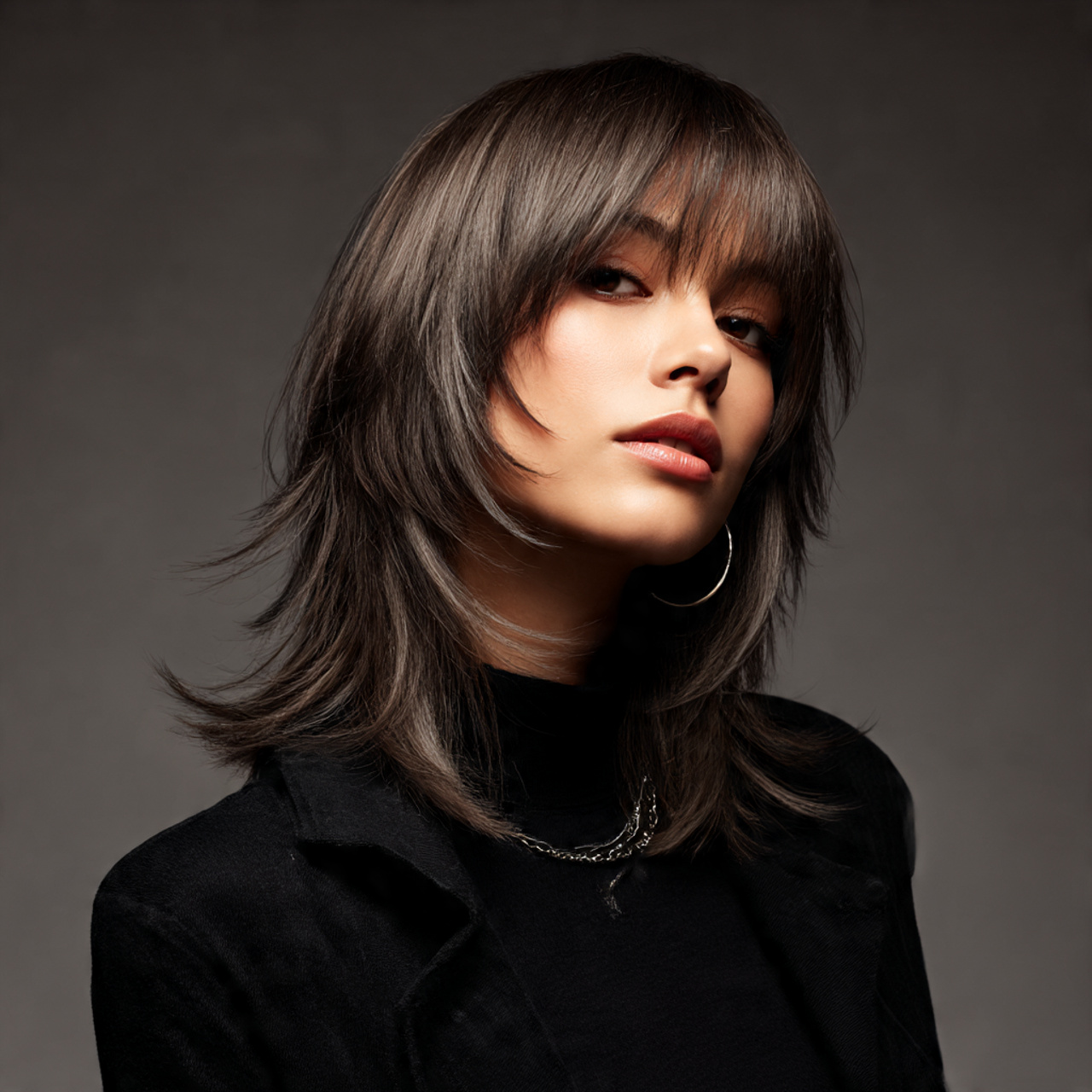 Ash Brown Wolf Cut with Cool Undertones