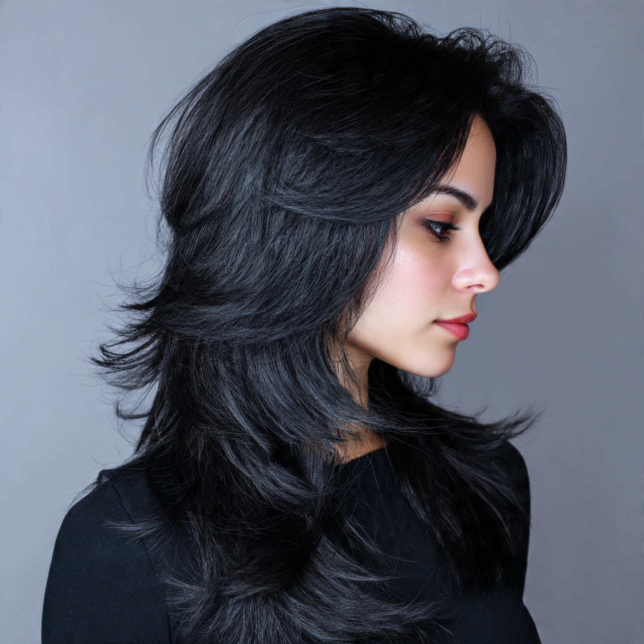 25 Black Wolf Cut Looks with Sharp Texture and Attitude 8 Black wolf cut for thick hair