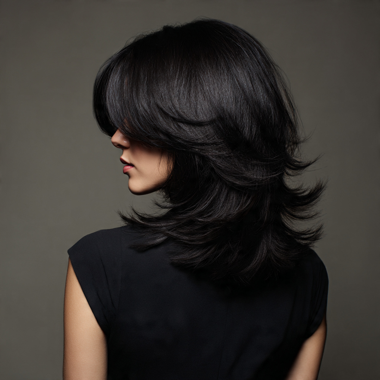 25 Black Wolf Cut Looks with Sharp Texture and Attitude 9 Black wolf cut for thin hair
