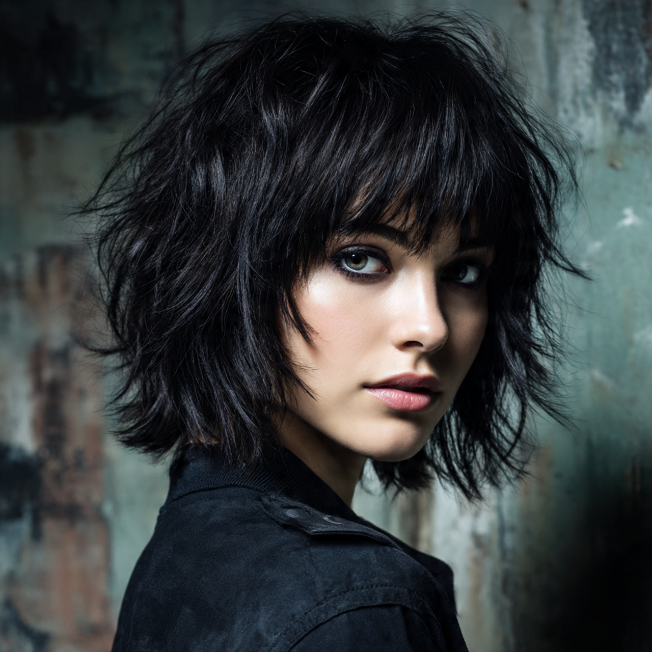 25 Black Wolf Cut Looks with Sharp Texture and Attitude 3 Black wolf cut with choppy bangs