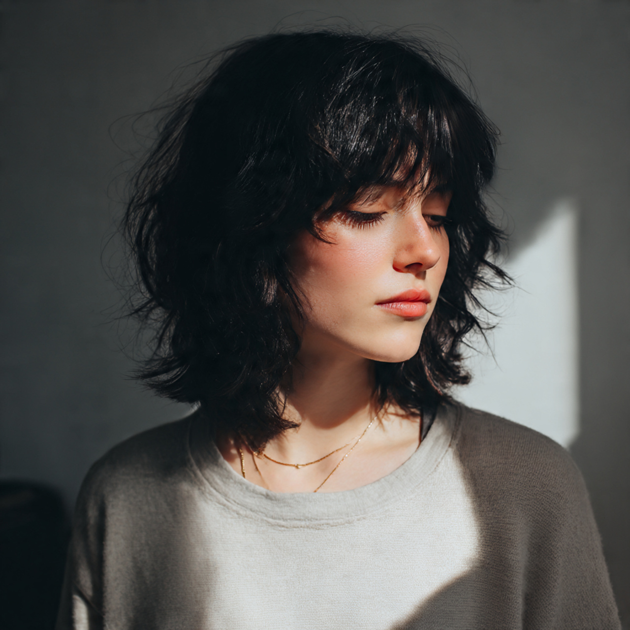 25 Black Wolf Cut Looks with Sharp Texture and Attitude 23 Black wolf cut with low maintenance styling