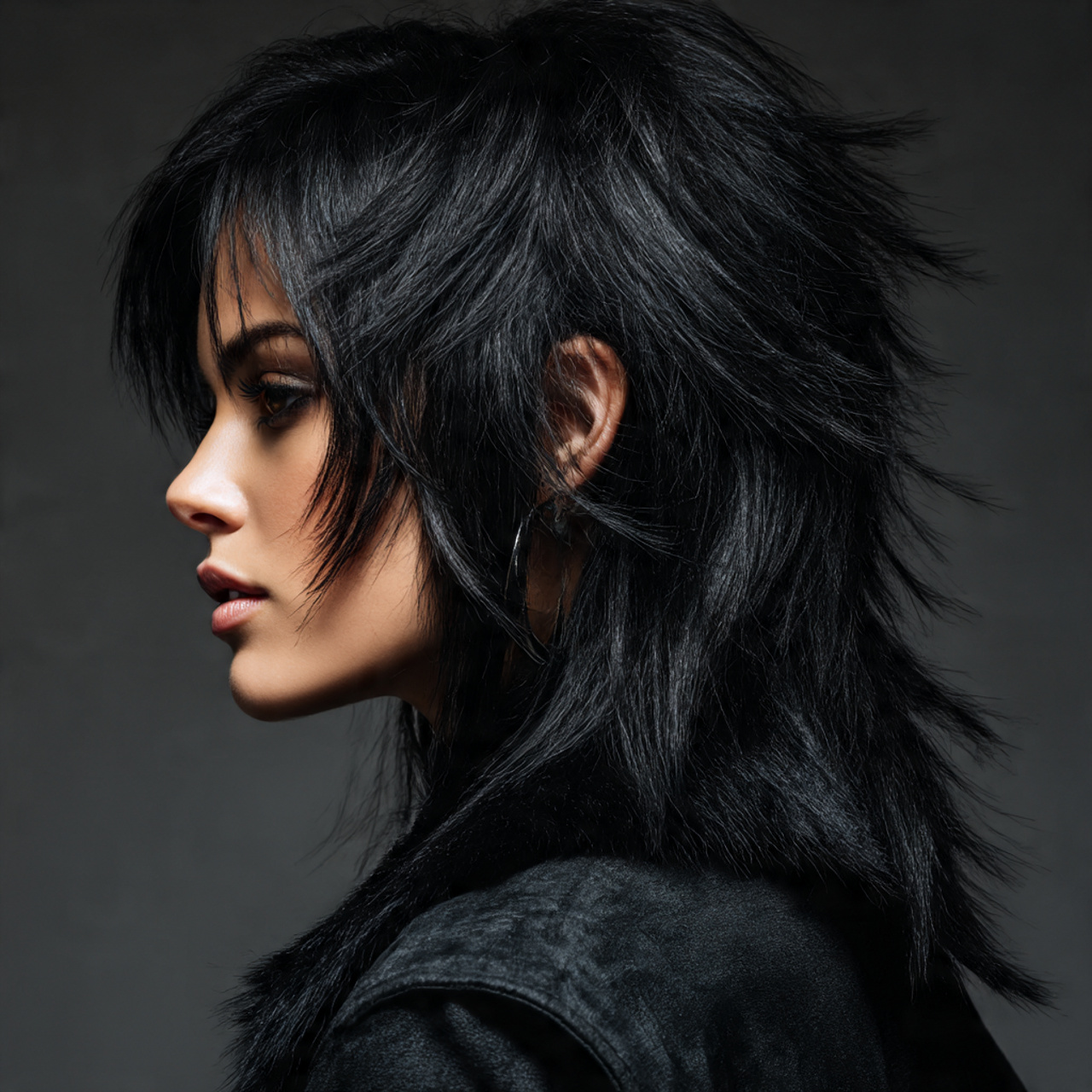 25 Black Wolf Cut Looks with Sharp Texture and Attitude 10 Black wolf cut with razored layers