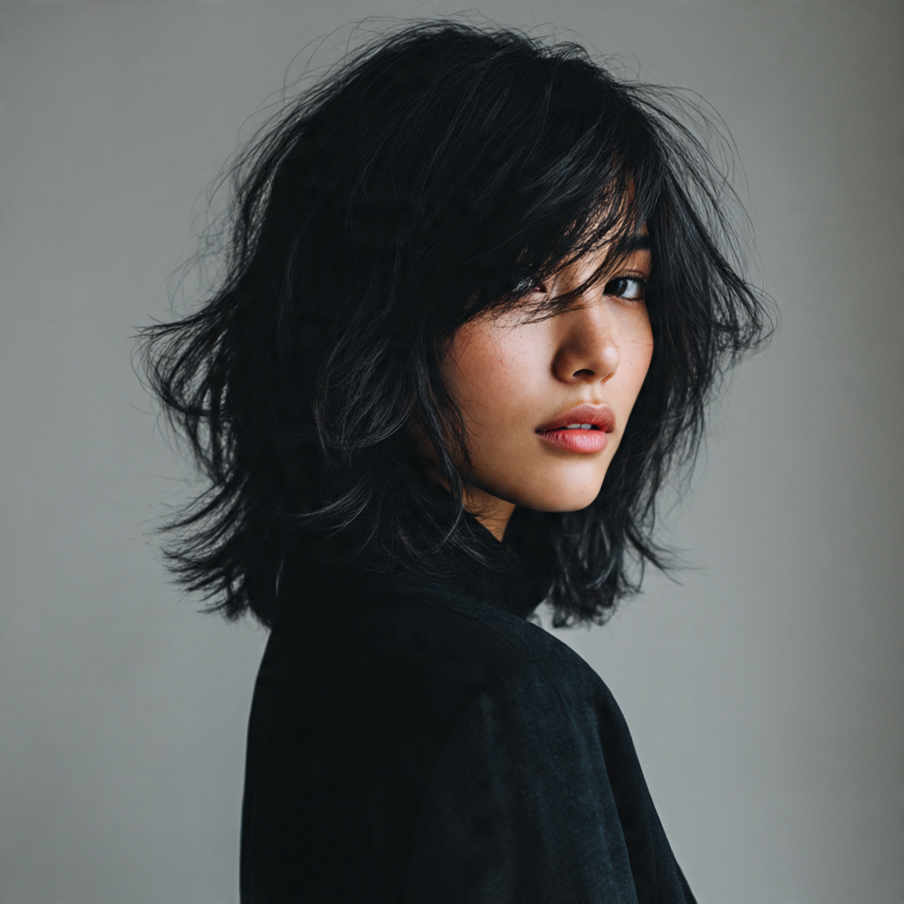 25 Black Wolf Cut Looks with Sharp Texture and Attitude 25 Black wolf cut with subtle highlights