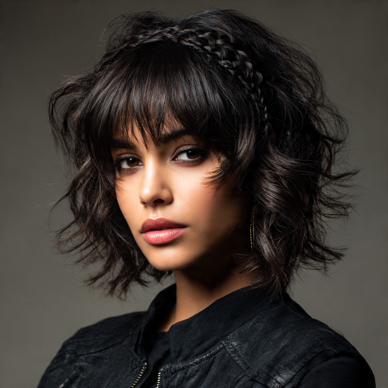 Braided Bangs Wolf Cut for Women