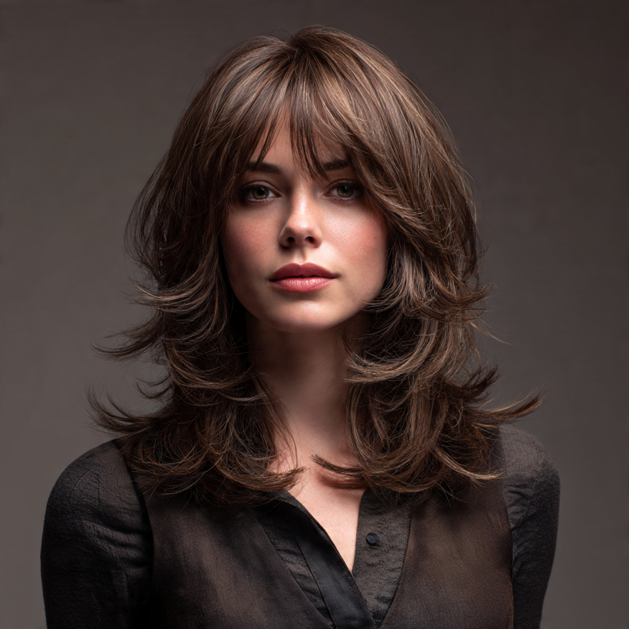 Brown Wolf Cut for Fine Hair