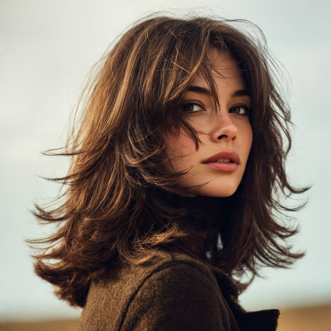 Brown Wolf Cut for Thick Hair