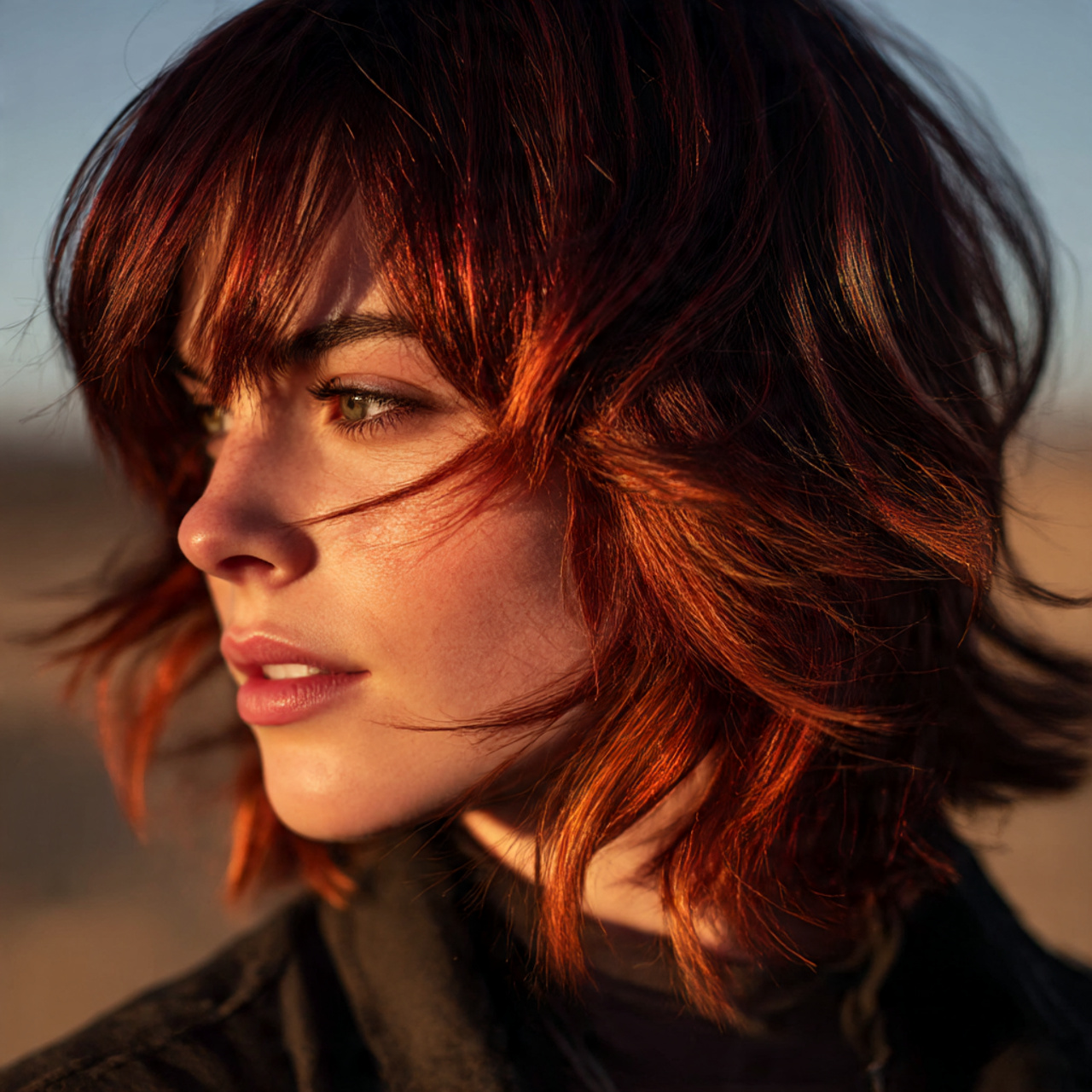 Brown Wolf Cut with Red Undertones