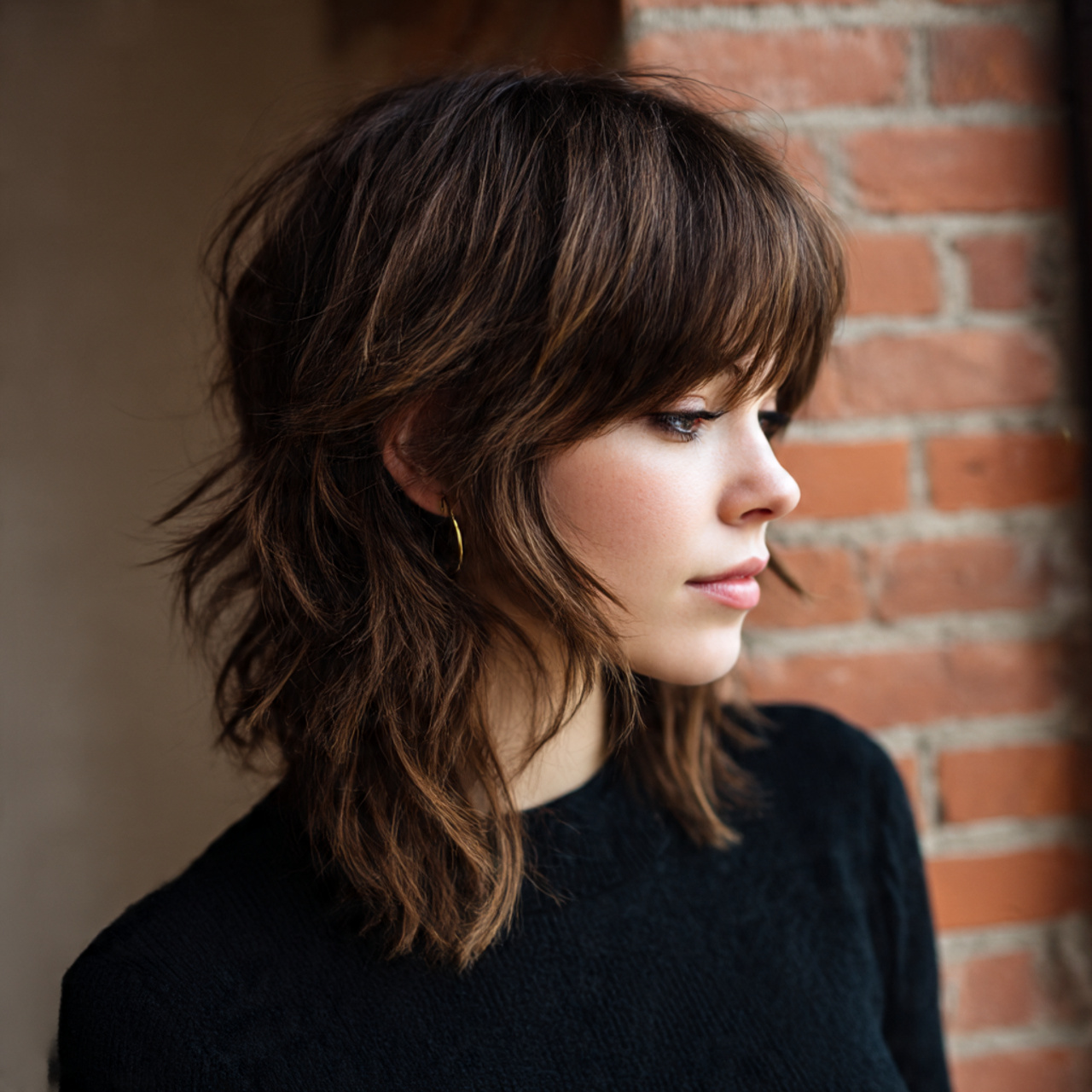 Brown Wolf Cut with Shaggy Ends