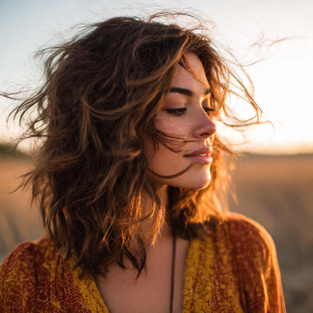 Brown Wolf Cut with Waves