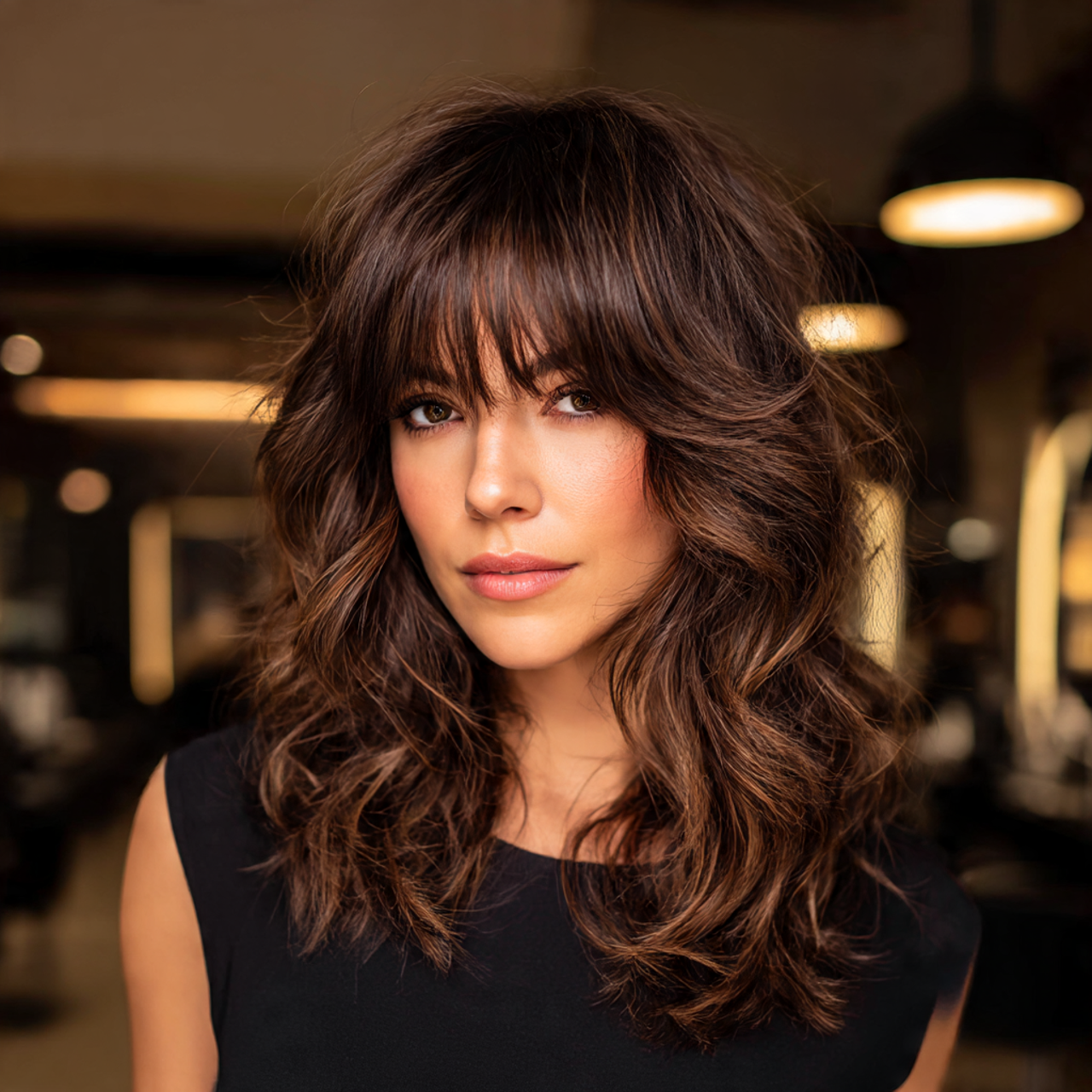 Brunette Fluffy Wolf Cut for Women