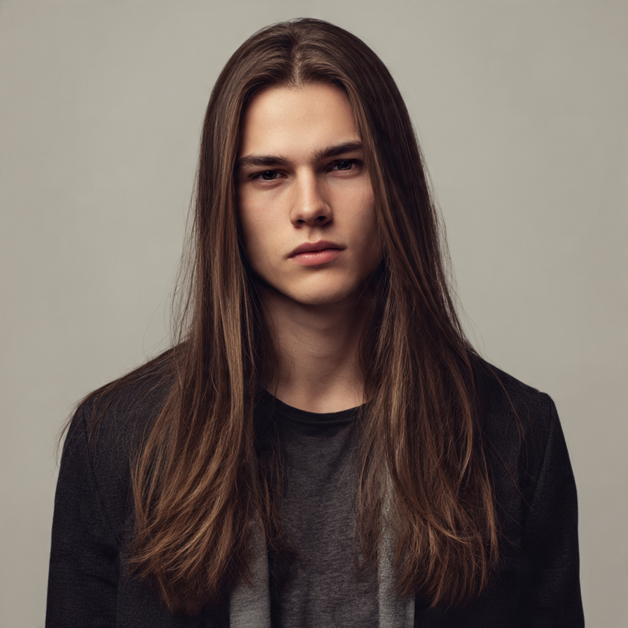 Center Part Classic Hairstyles for Long Hair Men