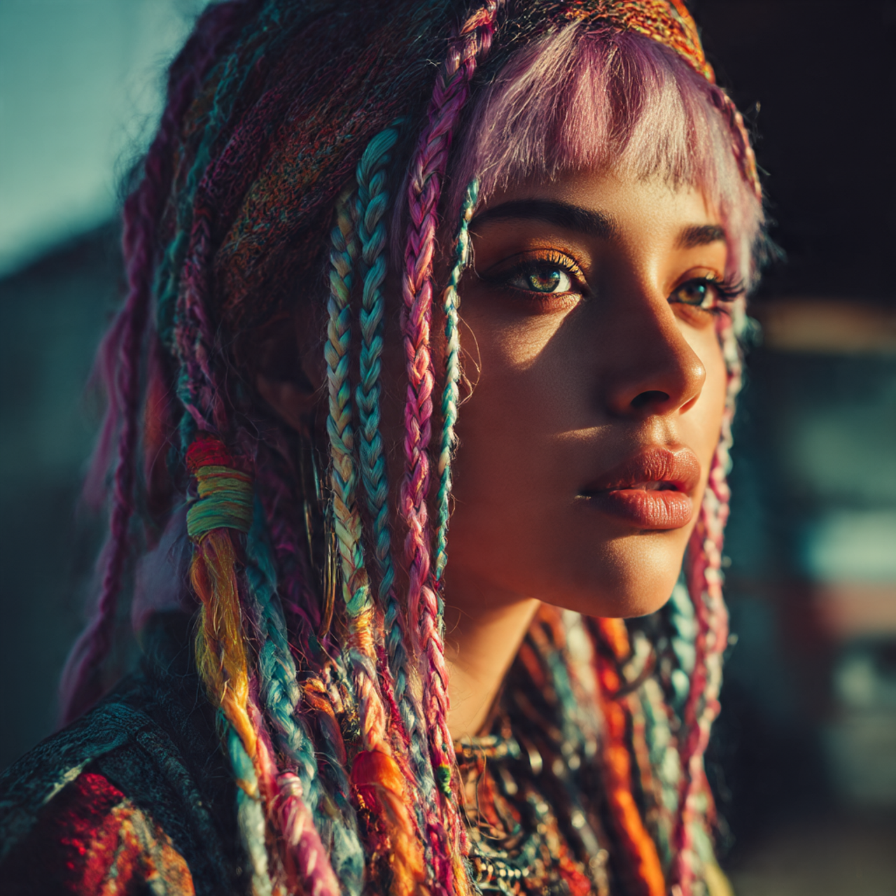 Colorful Wolf Cut Braids for Women