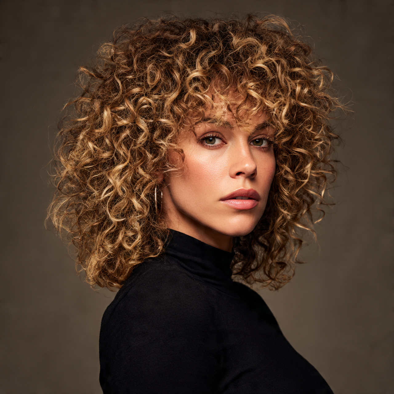 Curly Wolf Cut with Highlights