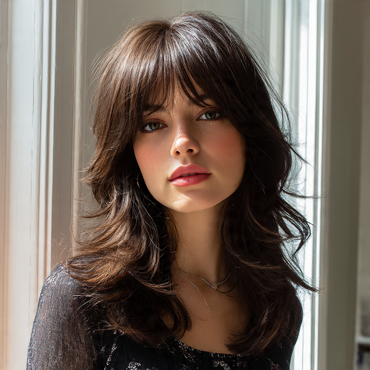 Fluffy Wolf Cut for Women with Curtain Bangs