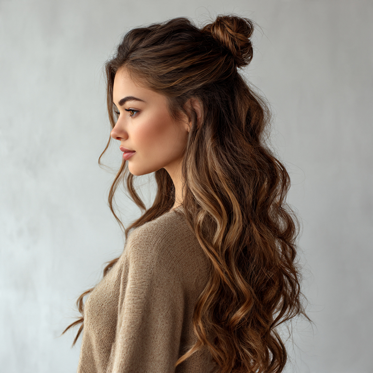 Half Up Half Down Hairstyles for Long Hair Women