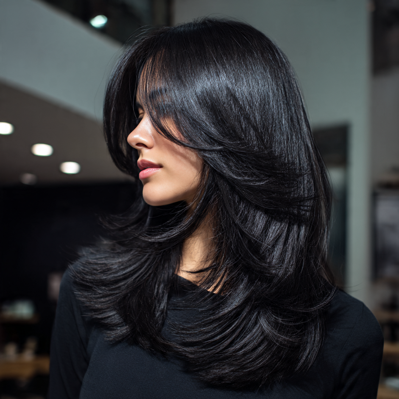 Medium Wolf Cut for Women – 25 Bold Hairstyles That Redefine Modern Edge 22 Jet Black Medium Wolf Cut