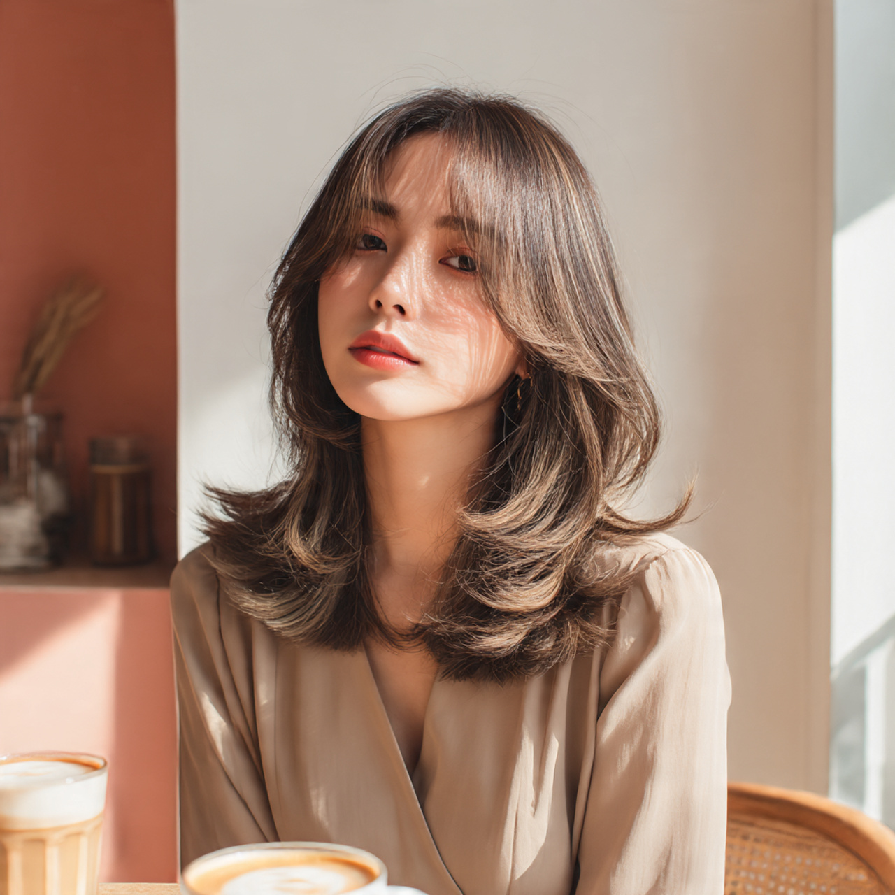 Korean Wolf Cut with Highlights