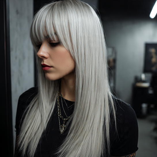 Long Wolf Cut with Blunt Bottom Edge