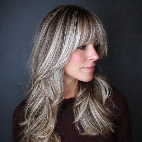 Long Wolf Cut with Chunky Highlights