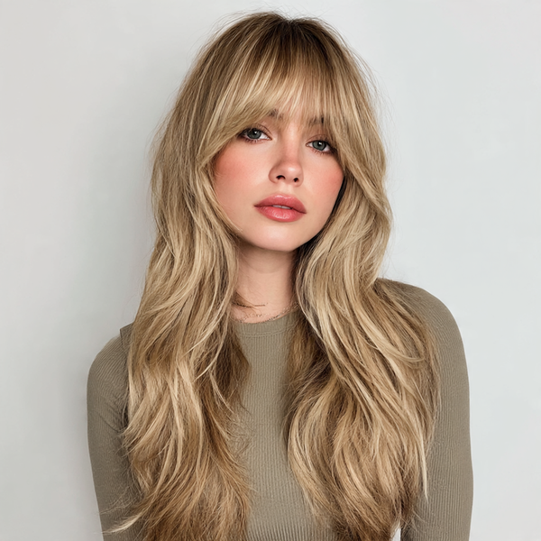 Long Wolf Cut with Curtain Bangs