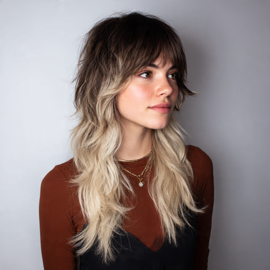 Long Wolf Cut with Piecey Fringe