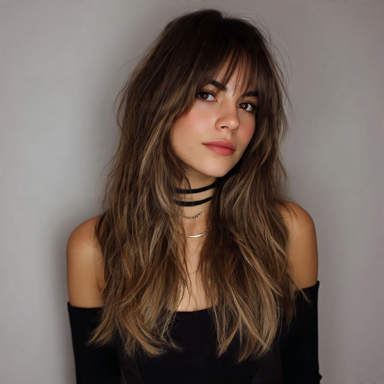 Long Wolf Cut with Subtle Balayage